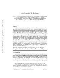 Metaheuristics ``In the Large''