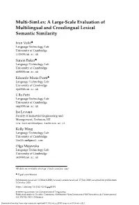 Multi-Simlex: a Large-Scale Evaluation of Multilingual and Crosslingual Lexical Semantic Similarity