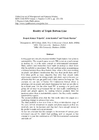 Reality of Triple Bottom Line