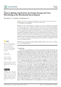 Smart Lighting Application for Energy Saving and User Well-Being in the Residential Environment