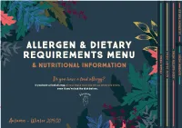 To View Our Allergen Menu