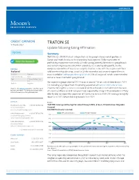 TRATON SE 16 March 2021 Update Following Rating Affirmation