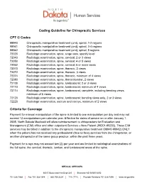 Coding Guideline for Chiropractic Services CPT © Codes Criteria For