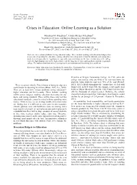 Crises in Education: Online Learning As a Solution