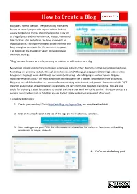 Introduction to Blogs