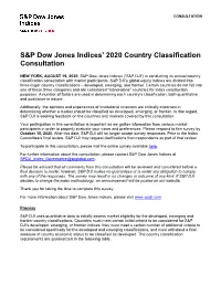 S&P Dow Jones Indices' 2020 Country Classification Consultation