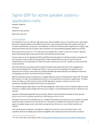 Sigma DSP for Active Speaker Systems ‐ Application Note Brewster Lamacchia 19‐Aug‐16 Momentum Data Systems