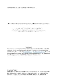 SMARTPHONE-USE and ACADEMIC PERFORMANCE How Students' Self-Control and Smartphone-Use Explain Their Academic Performance Eve S