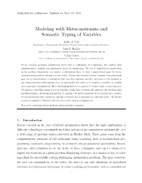 Modeling with Metaconstraints and Semantic Typing of Variables