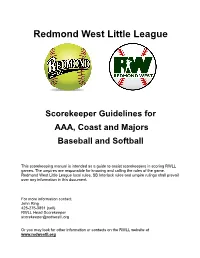 Scorekeeper Guidelines, Tips and Responsibilities