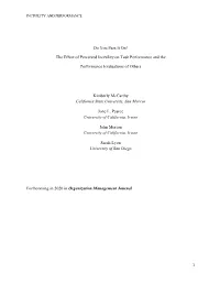 The Effect of Perceived Incivility on Task Performance and The