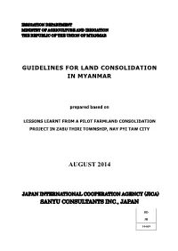 Guidelines for Land Consolidation in Myanmar