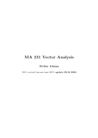 MA 231 Vector Analysis