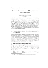 Numerical Evaluation of the Riemann Zeta-Function