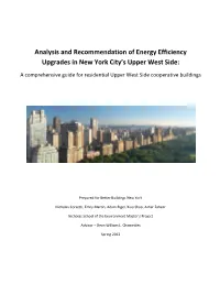 Analysis and Recommendation of Energy Efficiency Upgrades in New York City’S Upper West Side