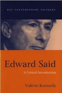 Edward Said a Critical Introduction