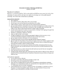Information for Authors Publishing with MSI Press Updated June 2009 The