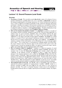 Lecture 1-2: Sound Pressure Level Scale