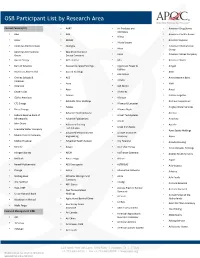 OSB Participant List by Research Area
