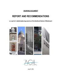 REPORT and RECOMMENDATIONS As a Part of a Detailed Planning