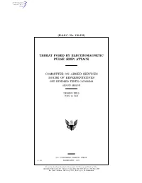 Threat Posed by Electromagnetic Pulse (Emp) Attack
