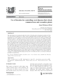Use of Biocides for Controlling Viral Diseases That Attack Common Bean and Cucumber Plants Ismail Mohamed Helal