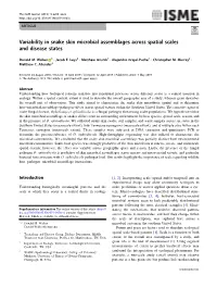 Variability in Snake Skin Microbial Assemblages Across Spatial Scales and Disease States