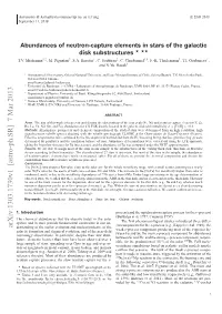 Abundances of Neutron-Capture Elements in Stars of the Galactic Disk Substructures Formed Right After the Third Dredged-Up Event Straniero Et Al