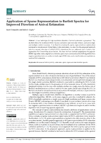 Application of Sparse Representation to Bartlett Spectra for Improved Direction of Arrival Estimation