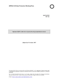 ARTICLE 29 Data Protection Working Party