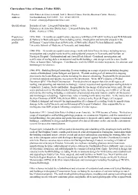 Curriculum Vitae of Simon J Potter RIBA