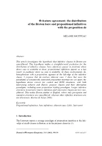 Ф-Feature Agreement: the Distribution of the Breton Bare and Prepositional Infinitives with the Preposition Da