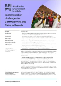 Implementation Challenges for Community Health Clubs in Rwanda