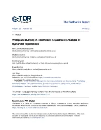 Workplace Bullying in Healthcare: a Qualitative Analysis of Bystander Experiences