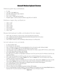 Microsoft Windows Keyboard Shortcuts Windows System Key