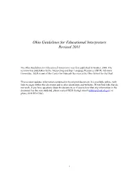 Ohio Guidelines for Educational Interpreters Revised 2011