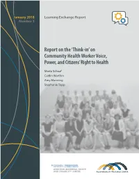 Report on the 'Think-In' on Community Health Worker Voice, Power, And