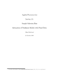 Sample Selection Bias Estimation of Nonlinear Models with Panel Data