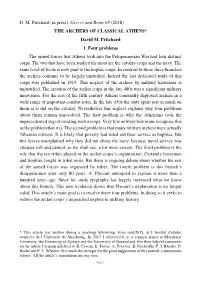 THE ARCHERS of CLASSICAL ATHENS* David M. Pritchard 1. Four Problems