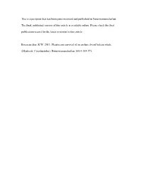 This Is a Postprint That Has Been Peer Reviewed and Published in Naturwissenschaften. the Final, Published Version of This Artic