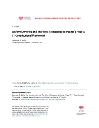 Wartime America and the Wire: a Response to Posner’S Post-9/ 11 Constitutional Framework