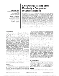 A Network Approach to Define Modularity of Components In