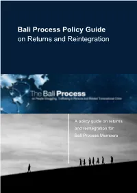 Bali Process Policy Guide on Returns and Reintegration