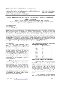 Causes of Poor Performance in West African School Certificate