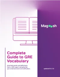 Complete Guide to GRE Vocabulary