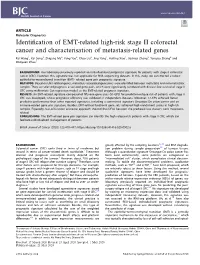 Identification of EMT-Related High-Risk Stage II Colorectal Cancer And