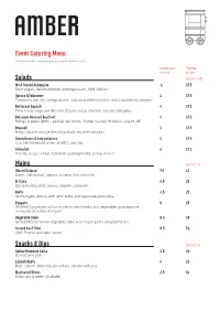 Salads Mains Snacks & Dips Event Catering Menu
