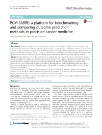A Platform for Benchmarking and Comparing Outcome Prediction Methods in Precision Cancer Medicine Noah Eyal-Altman1* , Mark Last2 and Eitan Rubin1