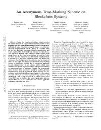 An Anonymous Trust-Marking Scheme on Blockchain Systems