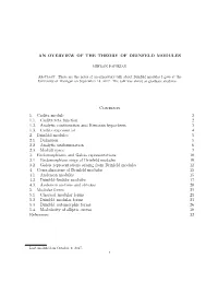 AN OVERVIEW of the THEORY of DRINFELD MODULES Contents 1